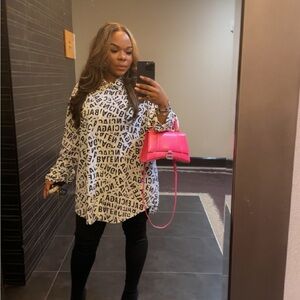 Logo print Balenciaga button up/ dress